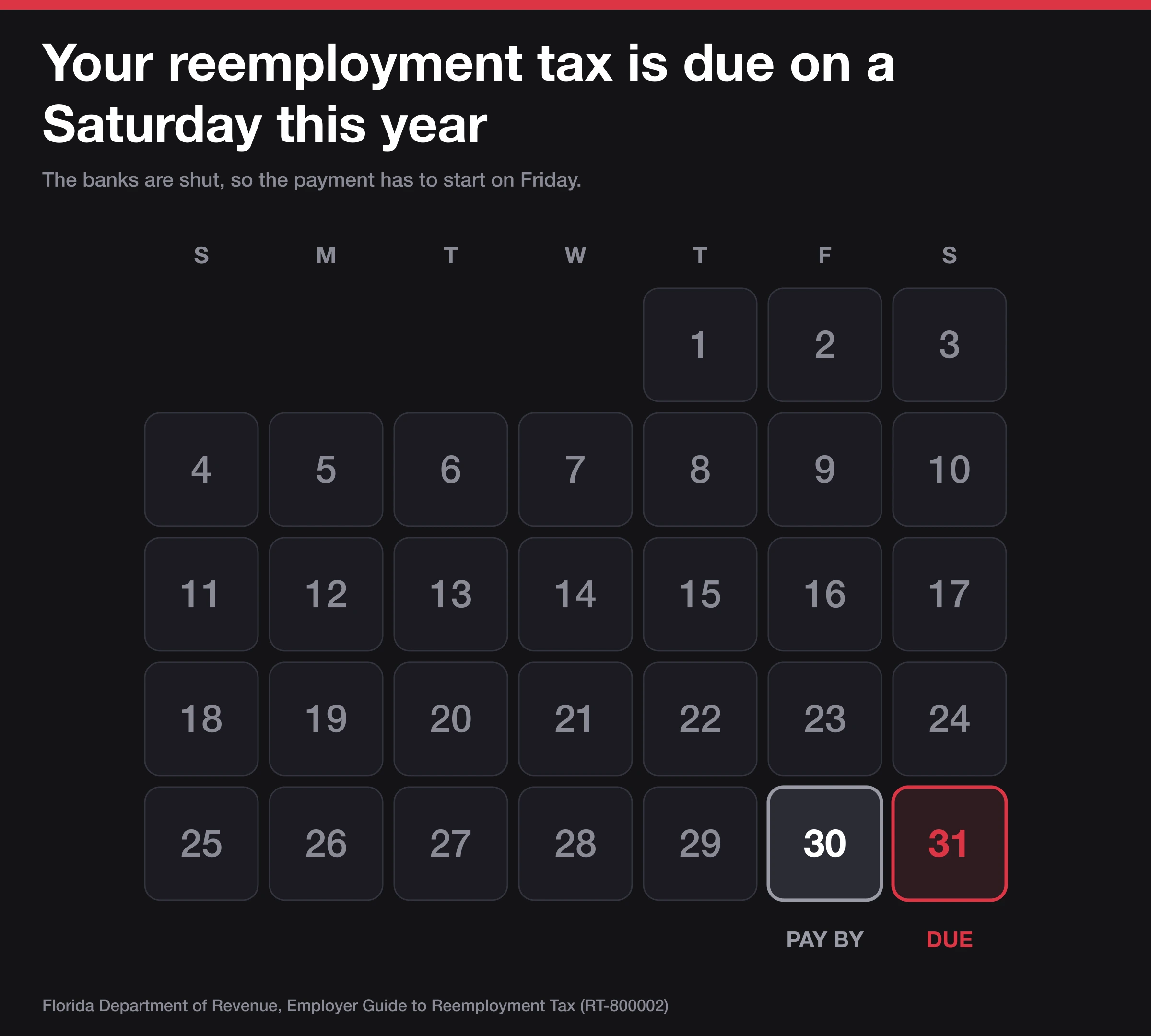 An October 2026 calendar with Friday the 30th marked pay by and Saturday the 31st marked due